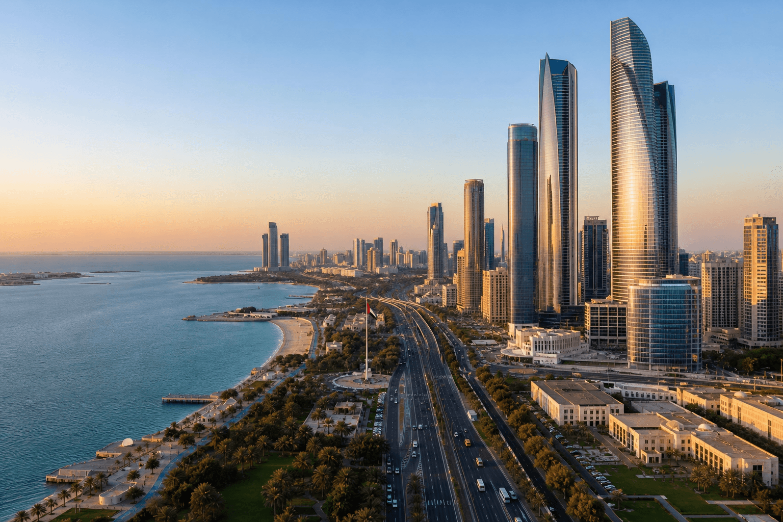 Abu Dhabi Corniche and skyline — motor insurance for Abu Dhabi drivers