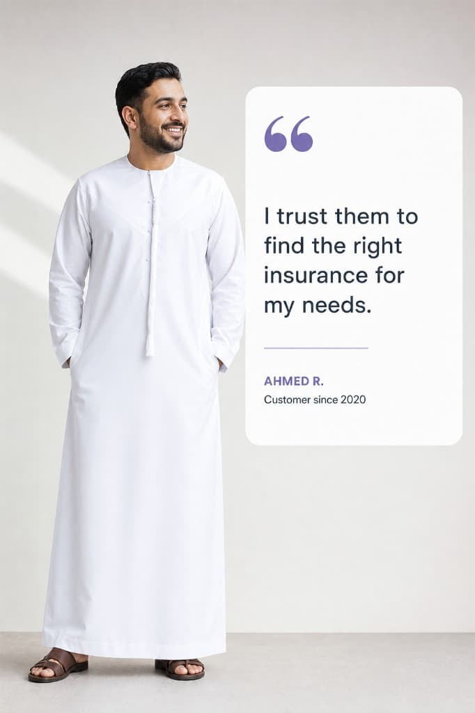 UAE customer Ahmed R. sharing a testimonial about Dubai Cars Insurance